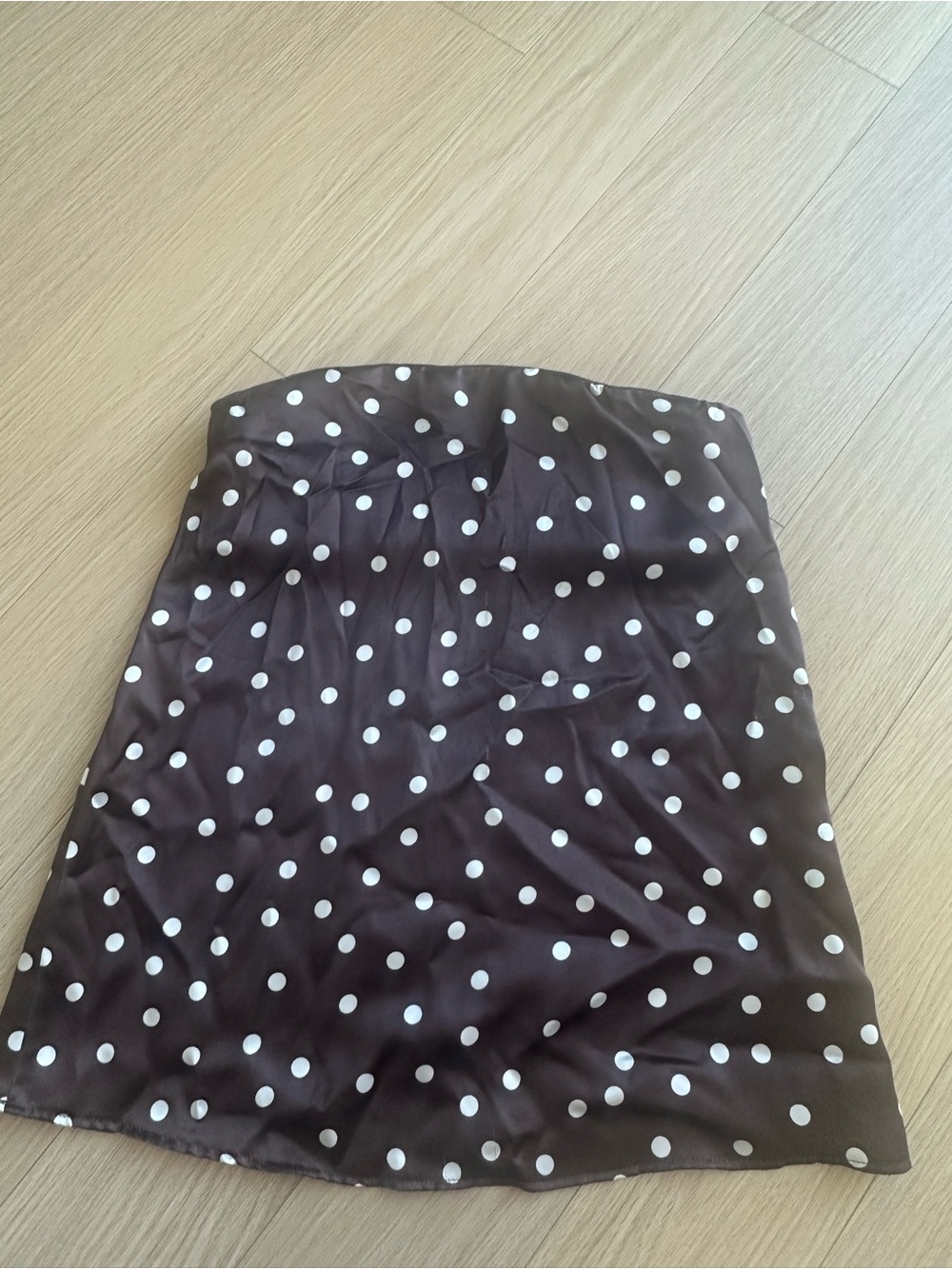 Zara Brown Satin Mini Skirt with White Polka Dots